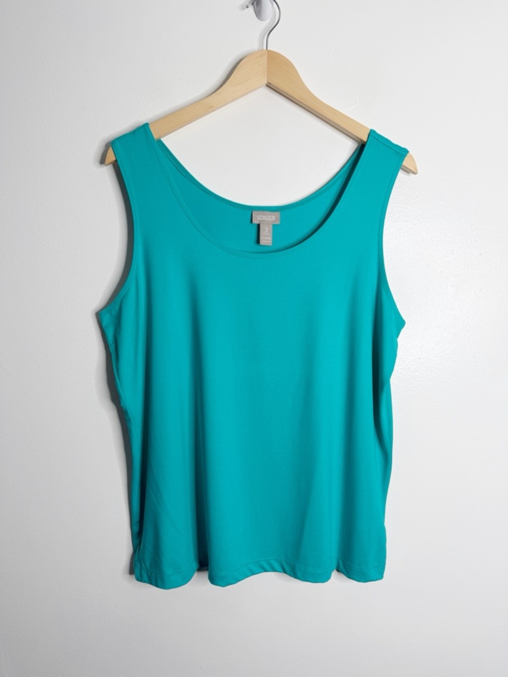 Chico’s Teal Sleeveless Tank Top‎ Size 3 XL Scoop Neck Casual Basic Resortwear